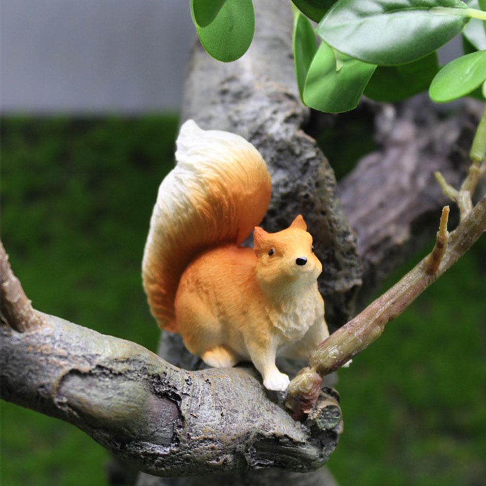 Escultura De Madera De Ardilla – Adorno De Escritorio De Animales Natural, Figurita Decorativa De 4,5 Cm Para Micro Paisajes Y Regalos