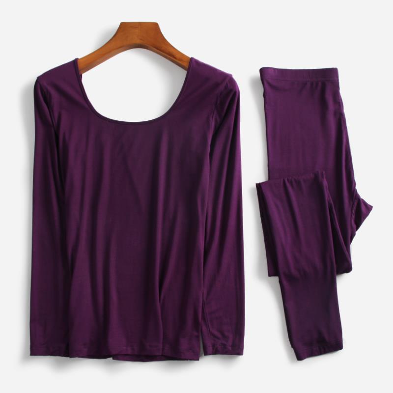 Winter Clothes Women Long Sleeve Plus Size &amp; One Size Thermal Long Johns Autumn Long Johns Solid Warm Women Thermal Underwear: purple 1 / One Size