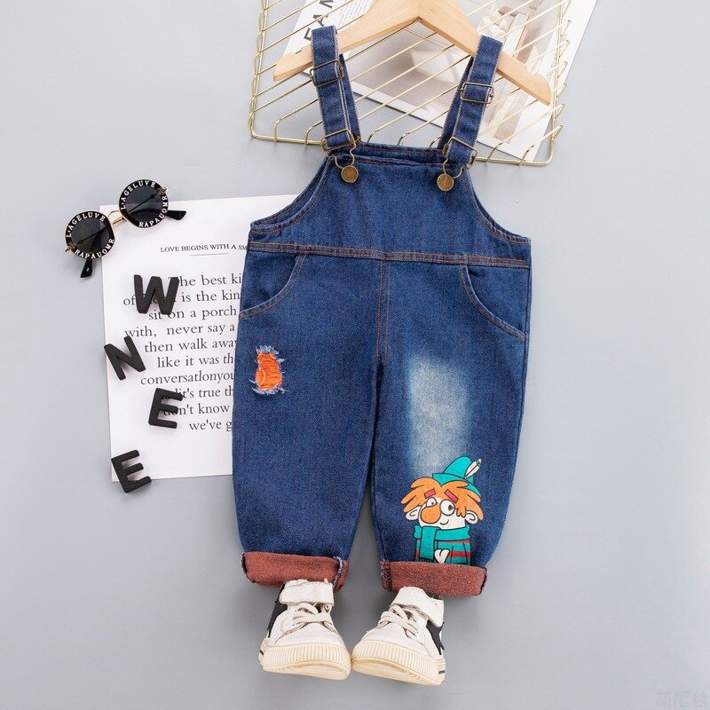 Baby Jongens Meisjes Overall Denim Broek Lente Herfst Kinderen Casual Bib Broek Voor Bebe Jongen Baby Kleding Peuter Outfits 2022: dark blue / 18m
