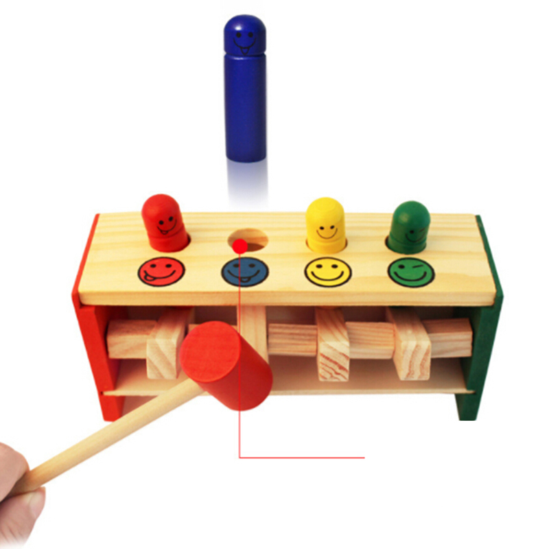 Baby Houten Hamer Speelgoed + Stok Hamer Doos Peuters Educatief Puzzel Speelgoed Voor Kinderen Houten Spel Hameren Bench Kinderen Speelgoed