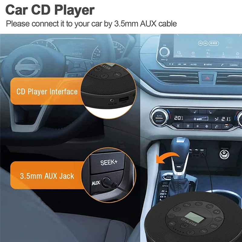 ABGB-Portable CD Player With Anti Skip Built In Speaker MP3 Compatible For Car Support Built In Mic Recording: Default Title