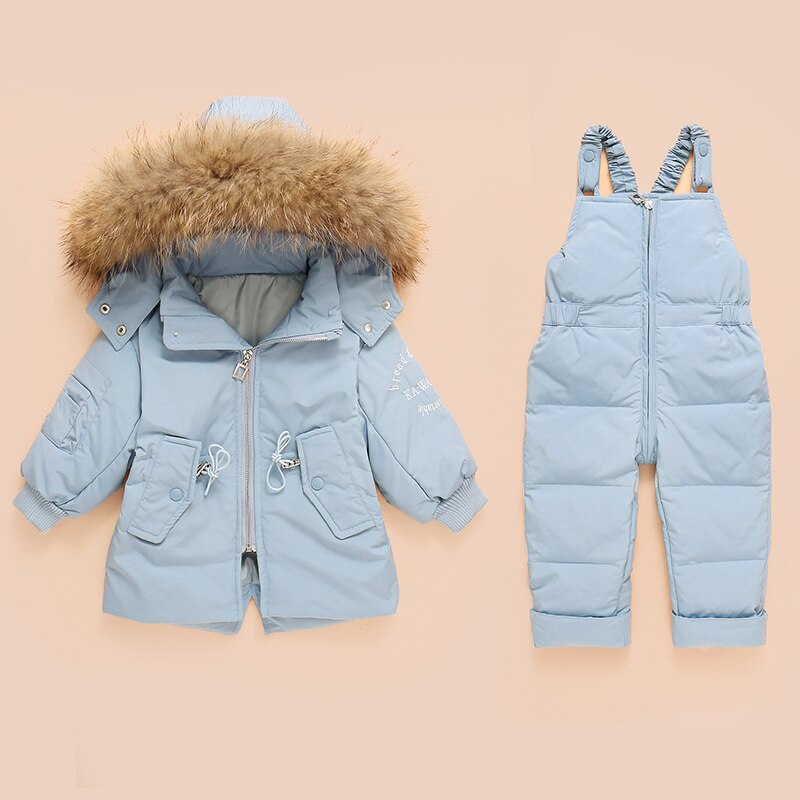 Winter Down Jumpsuit Voor Baby Boy Meisje Kleding Kleding Set Overalls Voor Kinderen 2 Stuks Set Peuter Snowsuit 0-3 Jaar: Blauw / 3T