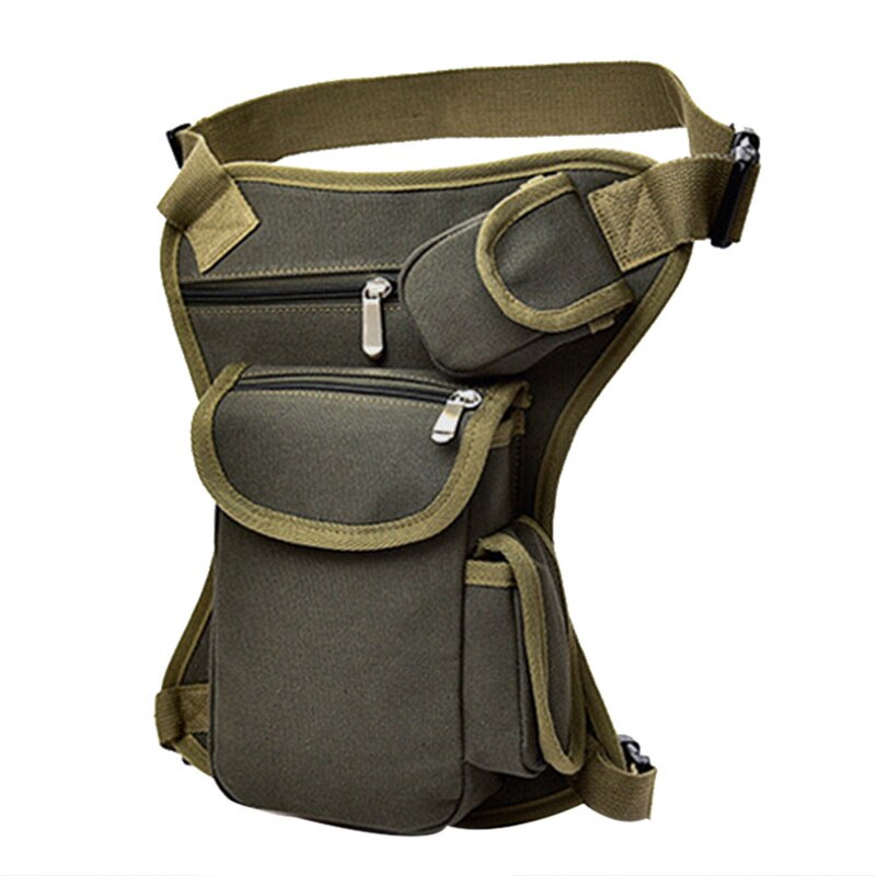 Mannen Reizen Rijden Motorfiets Zak Draagbare Taille Messenger Bag Casual Canvas Dij Been Multi-Pouch: Army Green