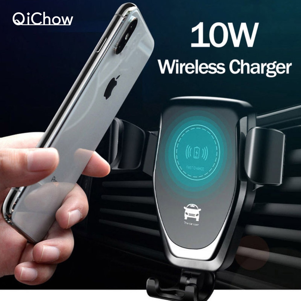 Cargador inalámbrico de coche Qi de 10W para iPhone11 XS Max XR X Samsung S10 S9 soporte de teléfono inteligente para coche para Xiaomi