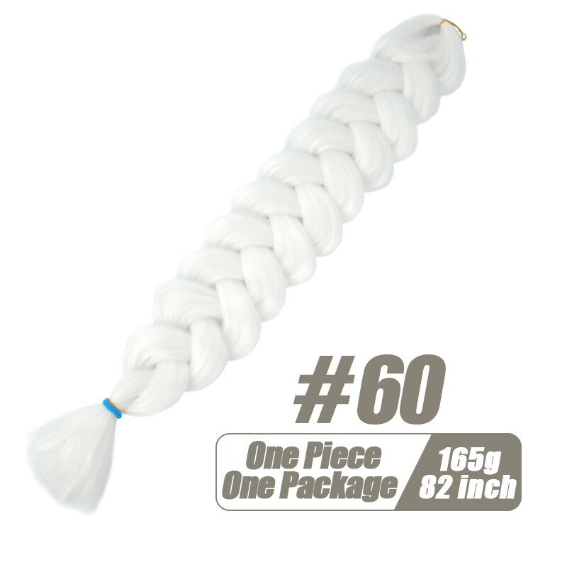 Más allá de cabello trenzado sintético de una pieza, trenza de fibra térmica de 82 pulgadas, 165g, extensiones de cabello trenzado Jumbo de ganchillo de Color puro: #60 / 6 unids/lote