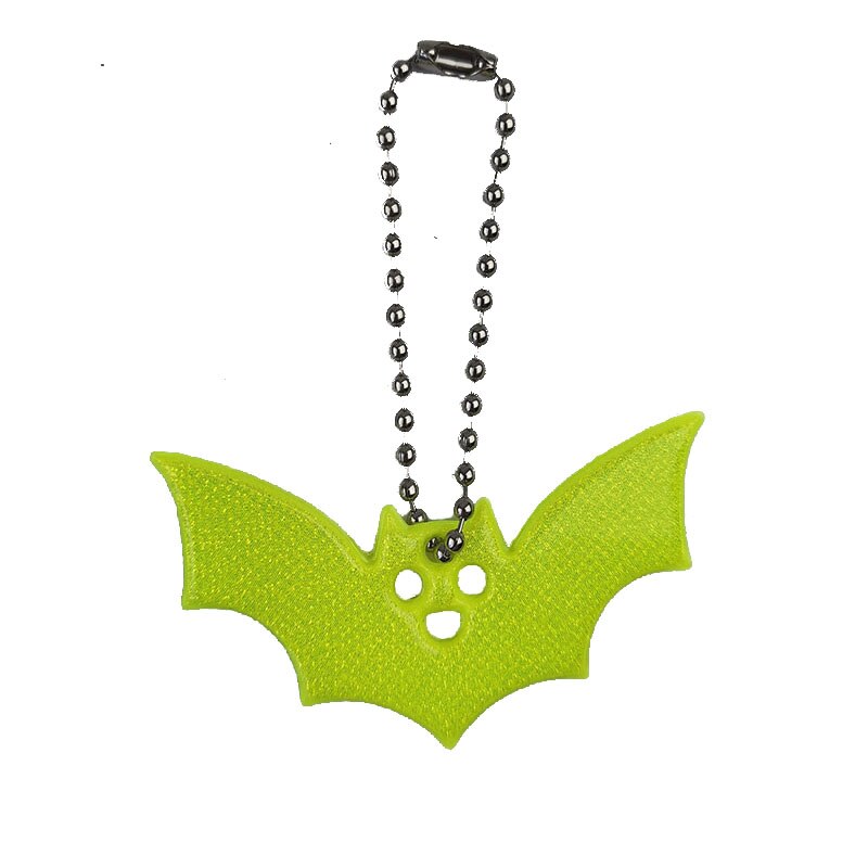 10Pcs Halloween bat Small Sequin Glitter Keychains Reflective bag Pendant Night Riding Walking Bike Reflector key ring: 10Pcs Fluo yellow