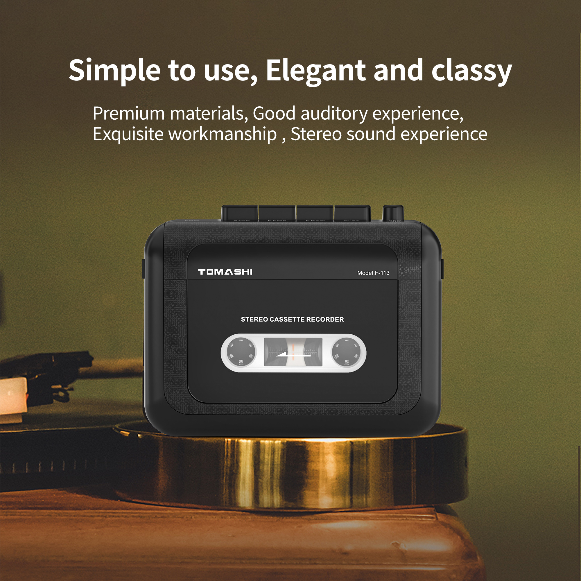 TOMASHI Portable Stereo Cassette Player Tape Recorder Walkman with Microphone,Headphone Jack-, Cassette Player