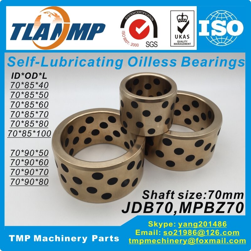 JDB708540/708550/708560/708570/708580/7085100 , JDB709050/709060/709070/709080 Graphite Copper Oilless Bearing Bushings