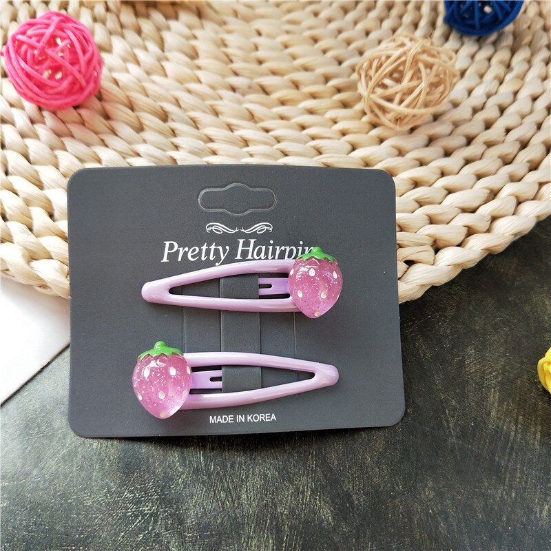 Leuke Sparkling Aardbei Bb Clips Kids Haarspelden Kinderen Hoofddeksels Baby Clips Hoofdtooi Elastische Haarbanden Meisjes Accessoires: green