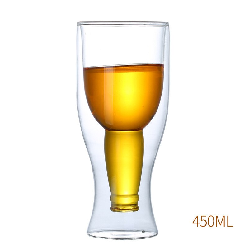 Hittebestendig Glas Met Handvat Bier Drinken Glas Transparant Melk Sap Cups Milieuvriendelijke Dubbele Handgemaakte Bier Mok: 450ml