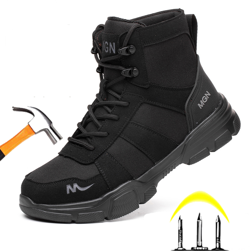 Arbeitssicherheitsschuhe für Herren, CE-zertifizierte Sicherheitsschuhe mit Stahlkappe, rutschfest, leicht, Stahlkappe, rutschfest, Damenschutz, Arbeitsstiefel