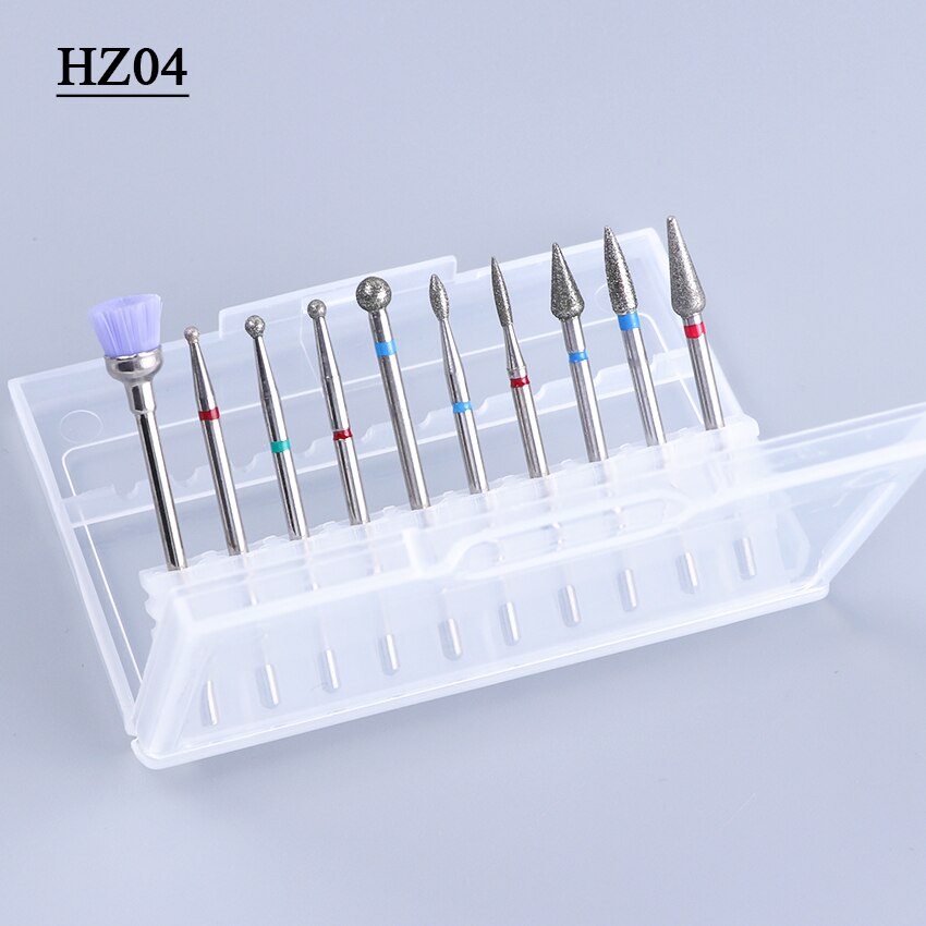 Nail Drill Bits Set Box Cuticle Elektrische Manicure Pedicure Diamant Keramische Borstel Bestand Freesmachine Accessoires Tool TRHZ01-04