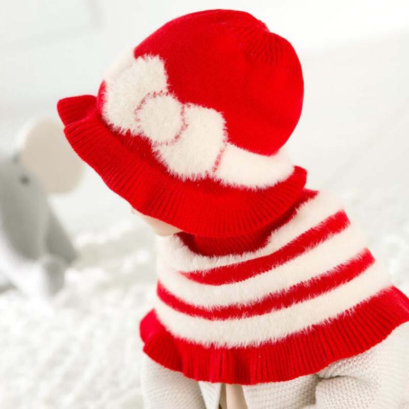 Doitbest-gorro de punto con lazo para niño, gorros de punto para niño de 8 meses a 3 años, 2 uds de rayas para niñas pequeñas, gorro y chal de invierno