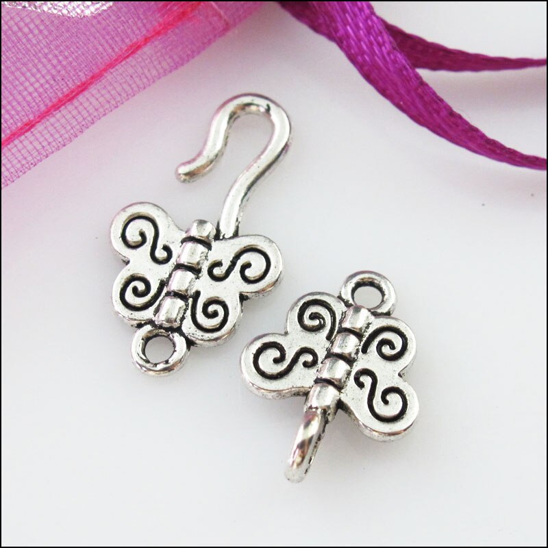 20Sets Tibetan Silver Lovely Animal Butterfly Bracelet Toggle Clasps Connectors 11x33mm