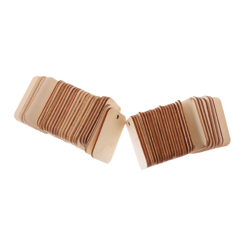 50 Houten Label Unpainted Rechthoek Blank Hout Tags Voor Wedding Party Versieren 52x34mm