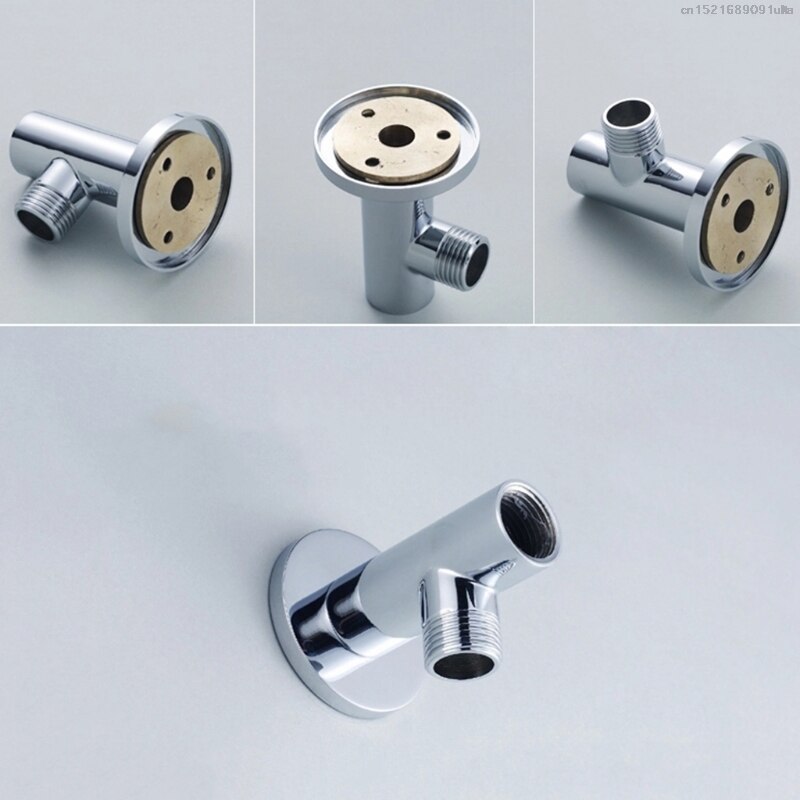Chrome Shower Arm Flange Holder Brass Hose Connector Wall Suction Cup Wall Mount