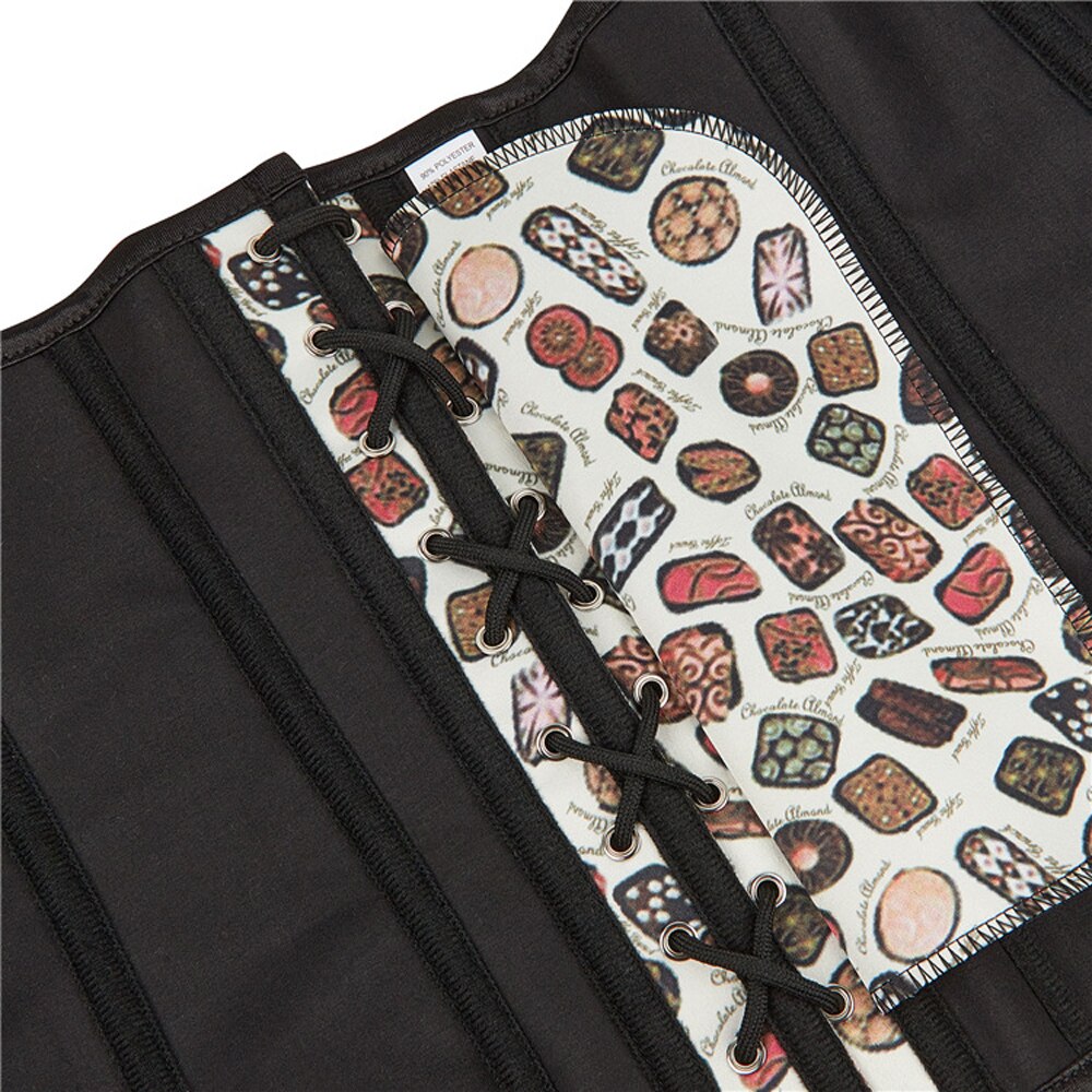 Womens Uitgebeend Patroon Geschilderd Hof Lichaam Beeldhouwen Corset Top Satin Body Shaper Taille Cincher Lingerie Bustier