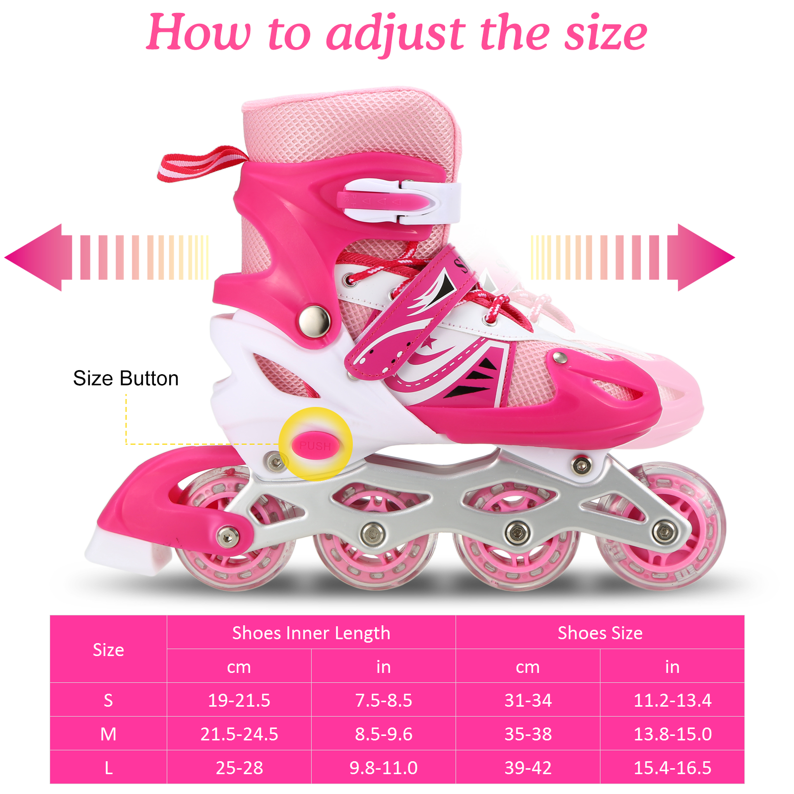 Children Roller Skates Adjustable Inline Skating Shoes Thicken PVC Shell Breathable Outdoor Roller Skates for Boys Girls