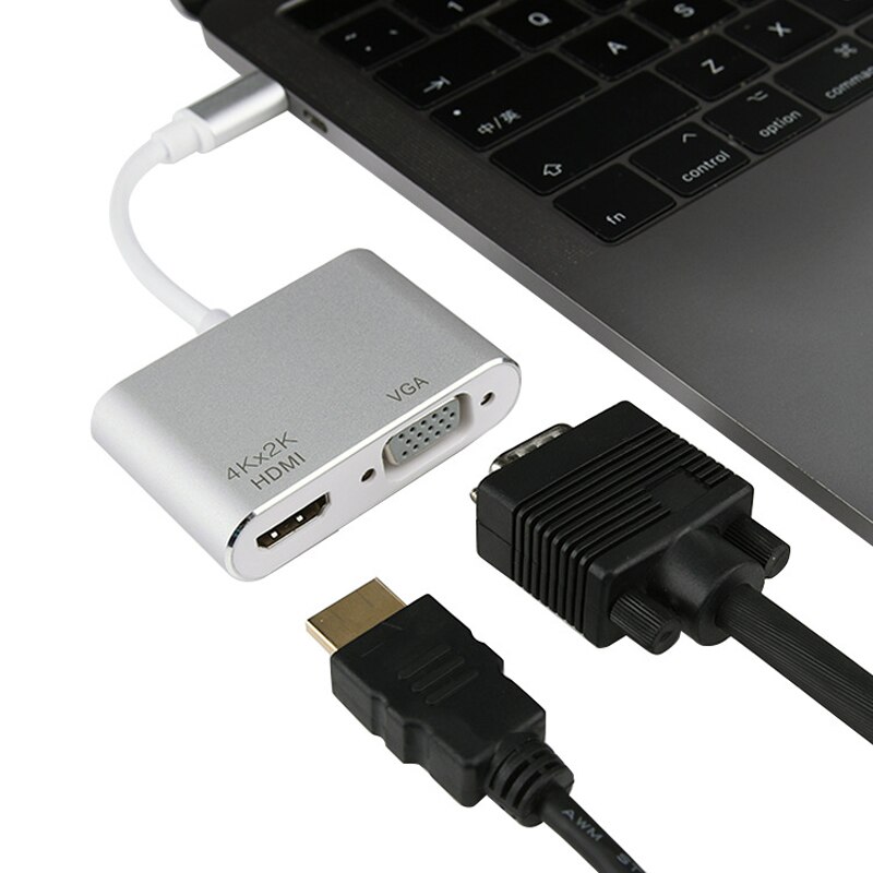 USB C HDMI VGA Adapter TYPE C TO HDMI VGA 4K*2K USB 3.1 to HDMI VGA conveter USB-C HDMI conveter transformer