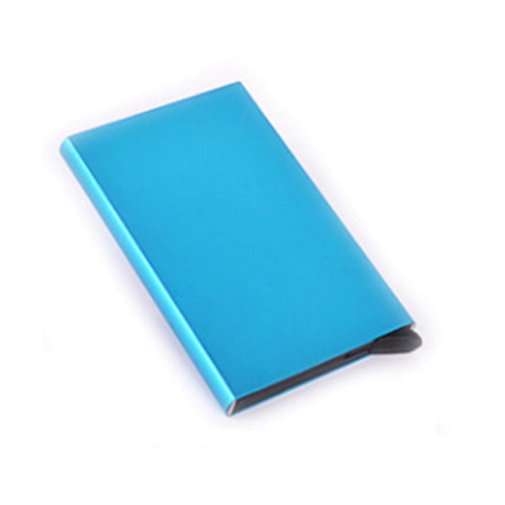 Anti-theft ID Credit Card Holder Thin Aluminium Metal Wallets Pocket Case Bank Women Men Credit Card Box: Blue