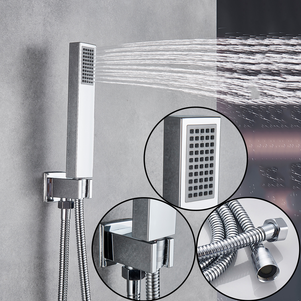 Universal Bathroom Handheld Shower Golden Water Saving Rectangle HandShower Head