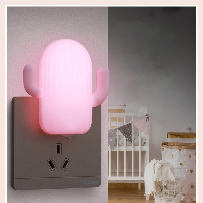 Mini Cactus Led Night Light Eu Plug Ster Licht Sensor Controle Kinderen Speelgoed Slaapkamer Bedlampje Met Baby Sleep Toy voor Kinderen