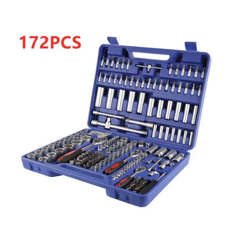192/53 Pcs Repair Tool Set Household Repair Hand Tool Kit With Plastic Toolbox Storage Case Socket Wrench Screwdriver Knife HWC: 172pcs