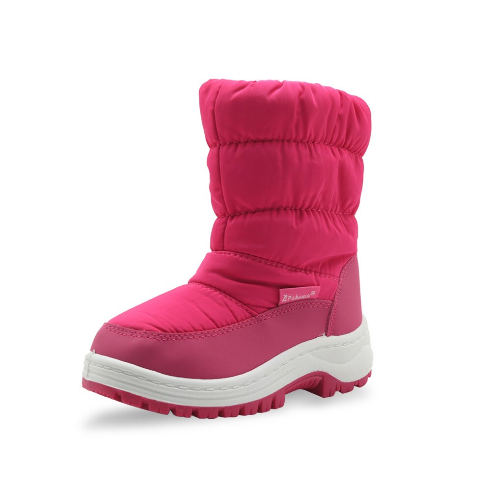 Apakowa fille neige plate-forme bottes en peluche imperméable enfants bottes d'hiver avec fermeture éclair doublure peluches bébé chaussures 1 an costume