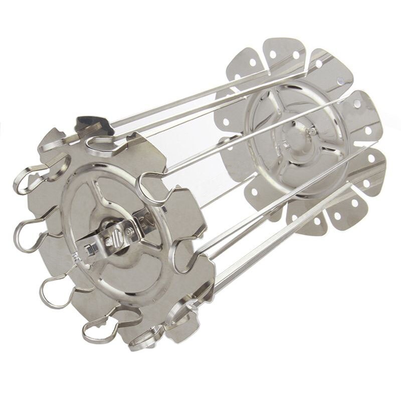 -Stainless Steel Grilled Cage BBQ Roaster Barbecue Kebab Maker Meat Skewer Machine BBQ Grill Kitchen Air Fryer Accessories