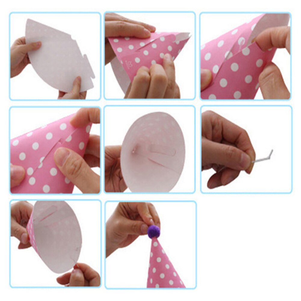 11Pcs/Lot Happy Birthday Party Shimmer Paper Cone Hat Crown Fun Game Celebration Home Decor Cone Hats Paper Crown birthday decor