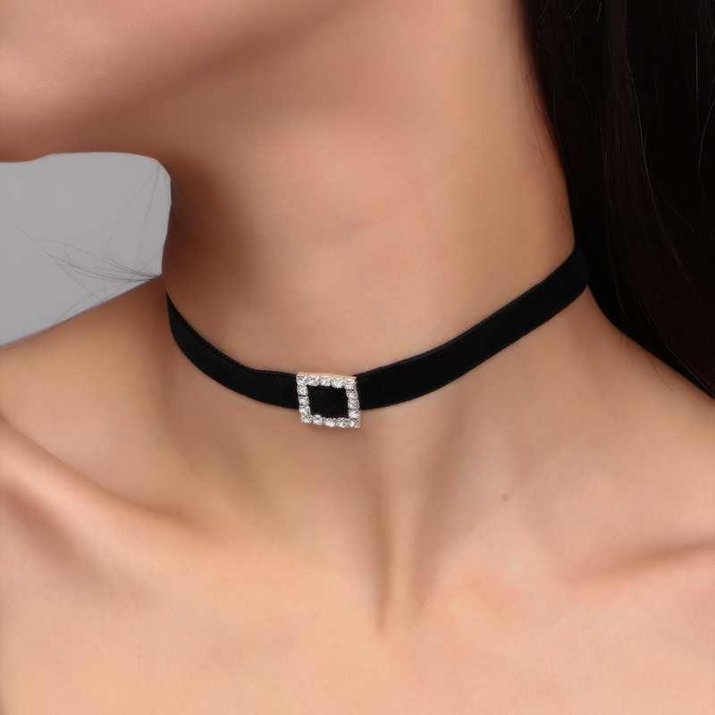 Mode Sexy Zwart Fluwelen Chokers Kettingen Punk Stijl Verklaring Kristal Liefde Harten Ketting Voor Vrouwen Partij Sieraden: Goud-kleur