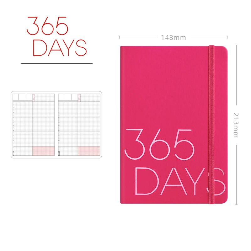 365 Planner Agenda Notebook Super Thick Inner Page Yearly Daily Plan Journal Record Life Stationery Notebooks For School: RED