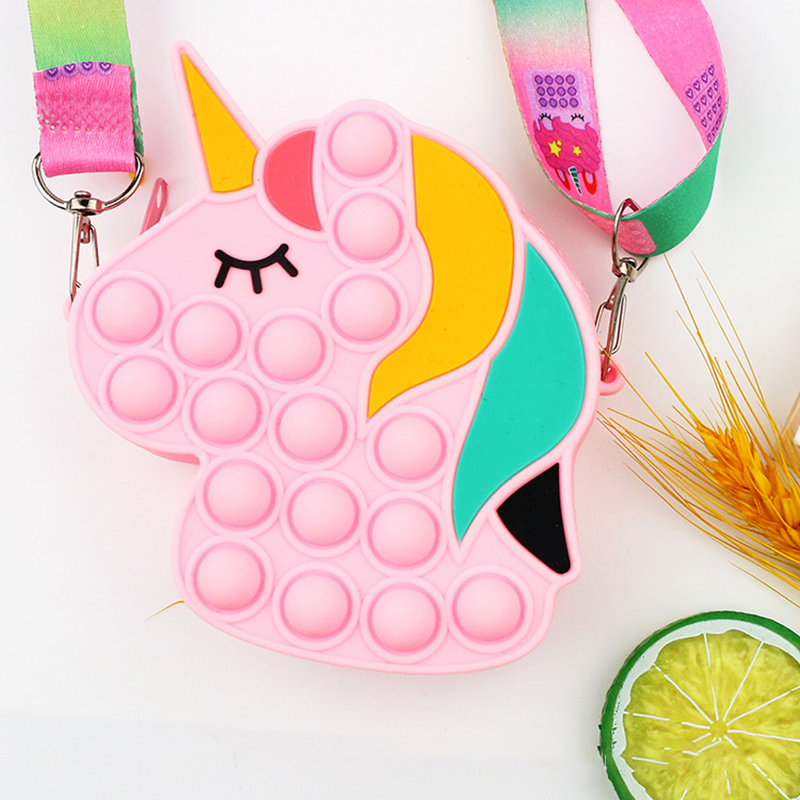 Kawaii pop it cabeça de cavalo bolsa de ombro brinquedos brinquedos crianças sensoriais anti-stress aliviar squishy squeeze descompressão brinquedo para o miúdo: 1