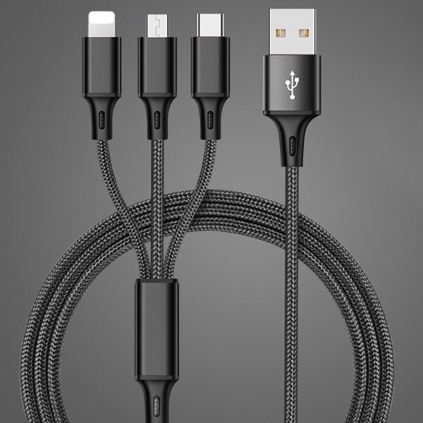 NOHON uniwersalny mikro USB kabel ładowania typu C robić Samsung S8 Xiaomi 6 oświetlenie 3 w 1 ładowarka kabel robić iPhone 7 8 plus X XS MAX: czarny