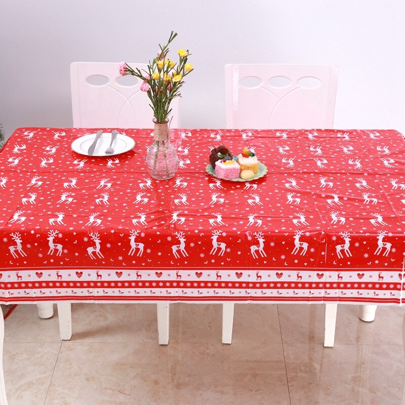 1 Pcs 120*180 Cm Kerst Tafelkleed Diner Party Nieuwjaar Gedrukt Rechthoek Pvc Tafelkleed Kerst Tafel Dekken decoraties: 1pcs D