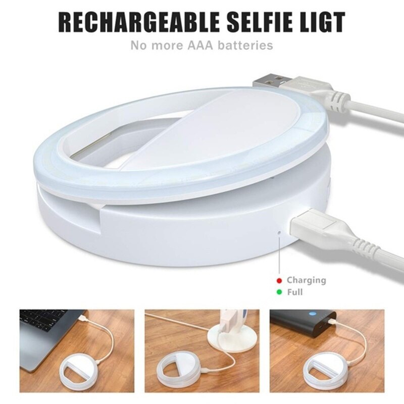 Oppladbar mobiltelefon selfie ringe lys til kamera 36 ledet lys til iphone ipad sumsung galakse nettbrett laptop fotografering telefon