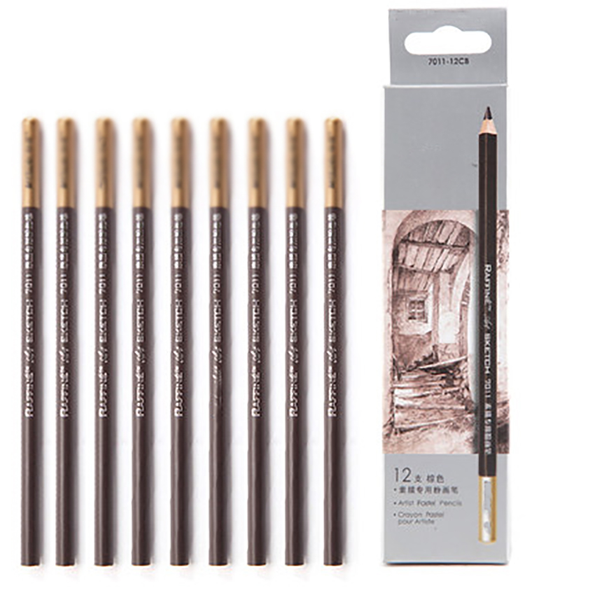12 stk / sæt kunstskitse tegning blyant hvid / brun kultegning blyanter  hb 4.0mm påfyldning til tegning, skygge, kunstner blyant
