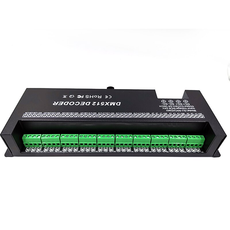 30 canais rgb dmx512 decodificador led strip controlador 60a dmx dimmer pwm driver entrada DC9-24V 30ch dmx decoder controle de luz