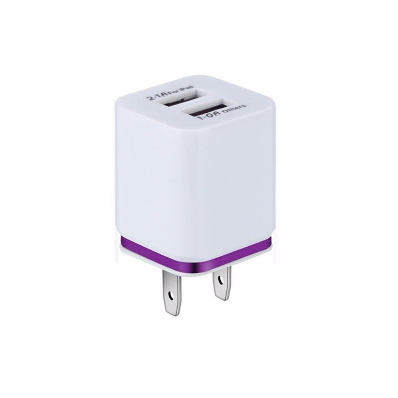 Dual USB Charger 2.1A Fast Charging Universal Travel EU/US Plug Adapter Portable Wall Mobile Phone Charger For IPhone For Huawei: 03  US purple