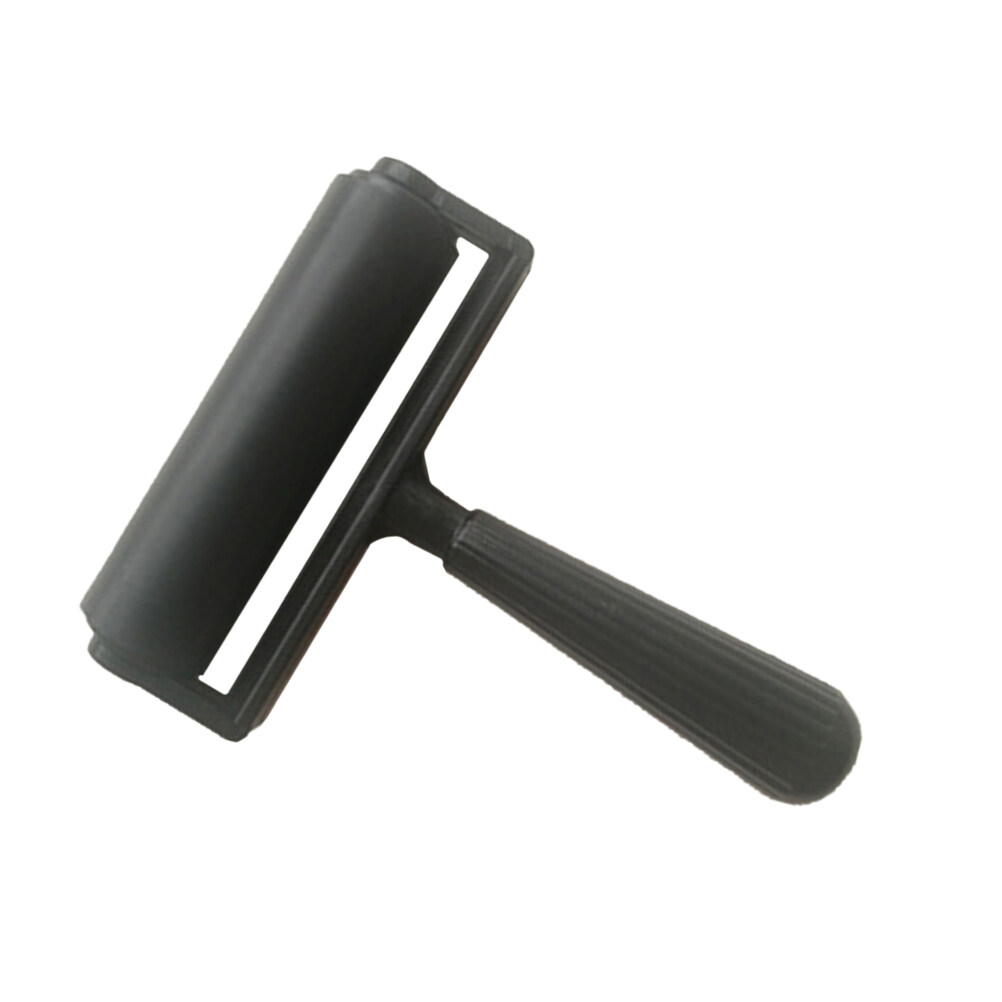 Rodillo de goma Brayer, aplicador de goma, cepillo, rodillo de losa para manualidades, bloque de impresión de tinta, estampado, aplicación de pegamento, 10cm: Negro