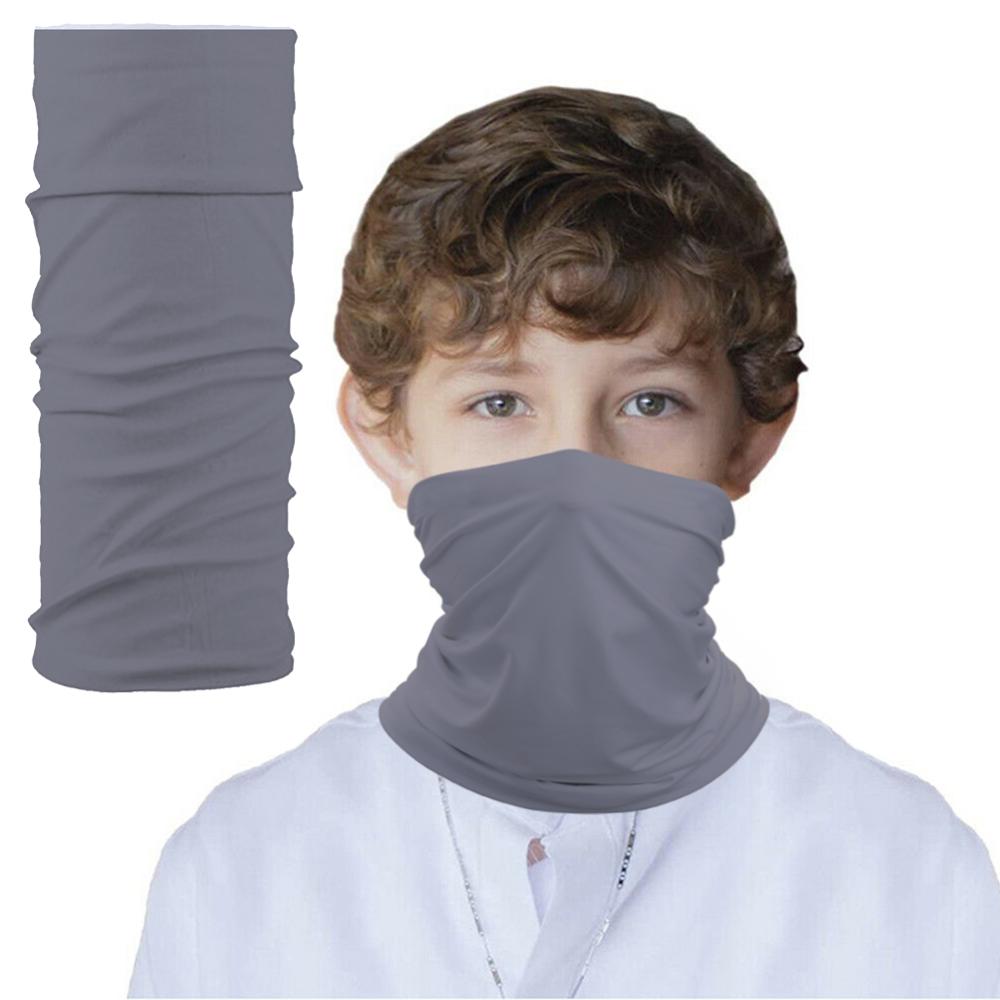 Multi Function Kids Scarf Snood Face Cover Neck Gaiter Bandana for Cycling Hiking Sport Outdoor, Washable and Reusable: grey