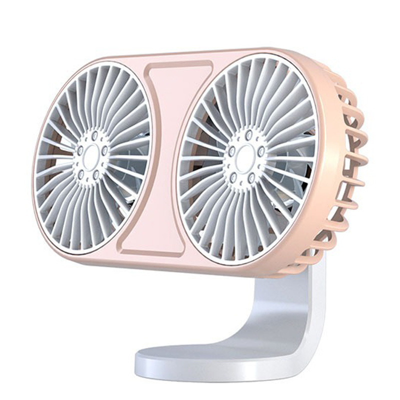 EAFC Car Cooling Fan Double-Head Low Noise 5V USB Electric Car Cooler 360° Rotating Car Air Outlet Dashboard Fan Electrical: Pink