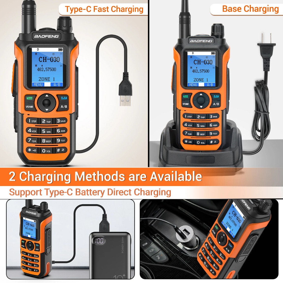 Baofeng GM-21 Walkie Talkie GMRS Transceiver Bluetooth Wireless Programing Multi-Band Receiving AM FM Type-c Charger Radio