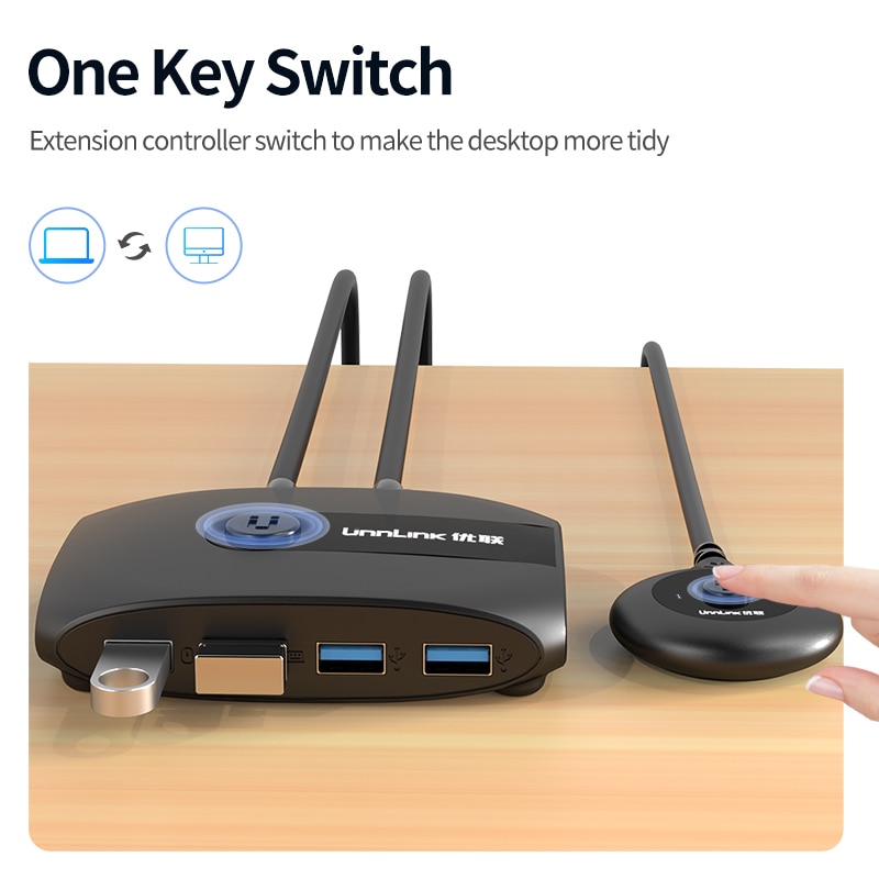 Unnlink USB KVM Switch USB 3.0 Switcher KVM Switch for Windows10 PC Keyboard Mouse Printer 2 PCs Sharing 4 Devices USB Switch