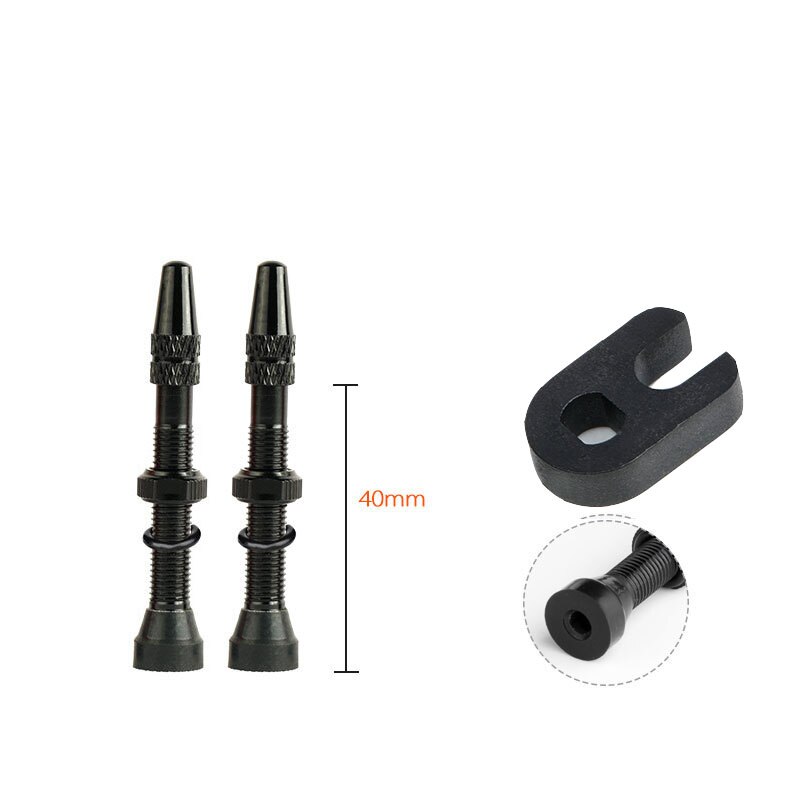 2pcs Bicycle Valve Mountain Road Bike Presta Valve MTB Cycling Accessories Brass Core Alloy Valve 40/60mm for Tubeless Tire: 2pcs(black 40mm)