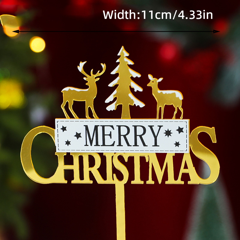 Merry Christmas Cake Topper Elk Antler Pine Cone Branch Garland Pine Tree Year Baking Cake Decoration Christmas Wreaths: SKY BLUE