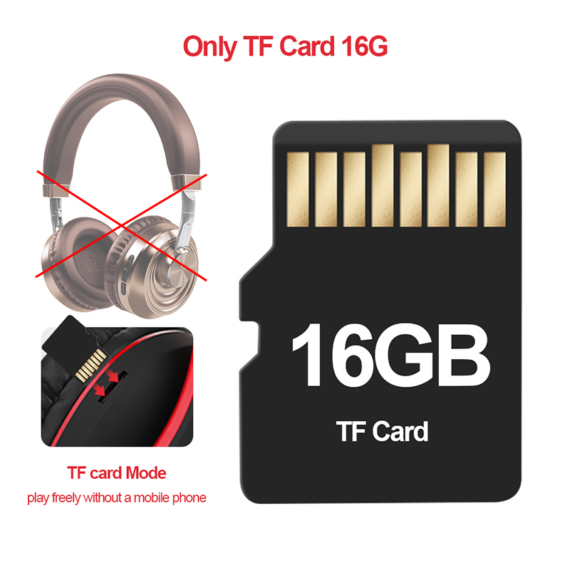 Draadloze Hoofdtelefoon Met Mic Audifonos Hifi Bluetooth 5.0 Headset Metalen Gaming Koptelefoon Sport Opvouwbare All-Inclusive Oortelefoon: Only TF card