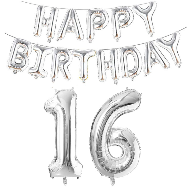 Globos plateados de aluminio con números de 32 pulgadas, 10 11 12 13 16 18 25 30 35 40 50 60 años, decoraciones para de feliz cumpleaños, adultos, niños, niños y niñas