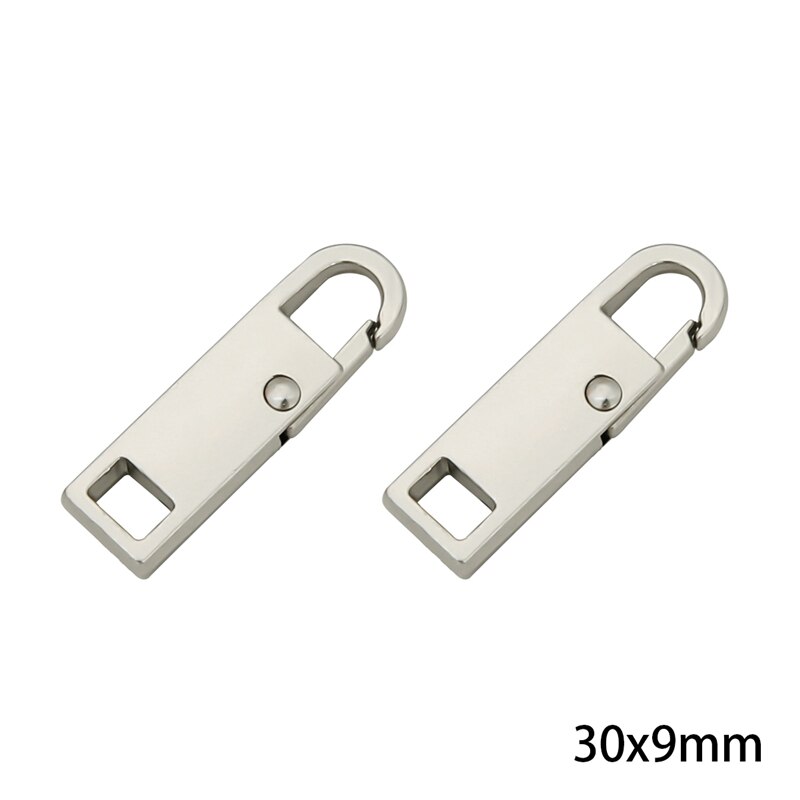 Kit de réparation de fermeture éclair en métal noir, 2 pièces, fermeture éclair éclair, extracteur pour curseur de fermeture éclair, bricolage, couture artisanale: 30x9mm Silver