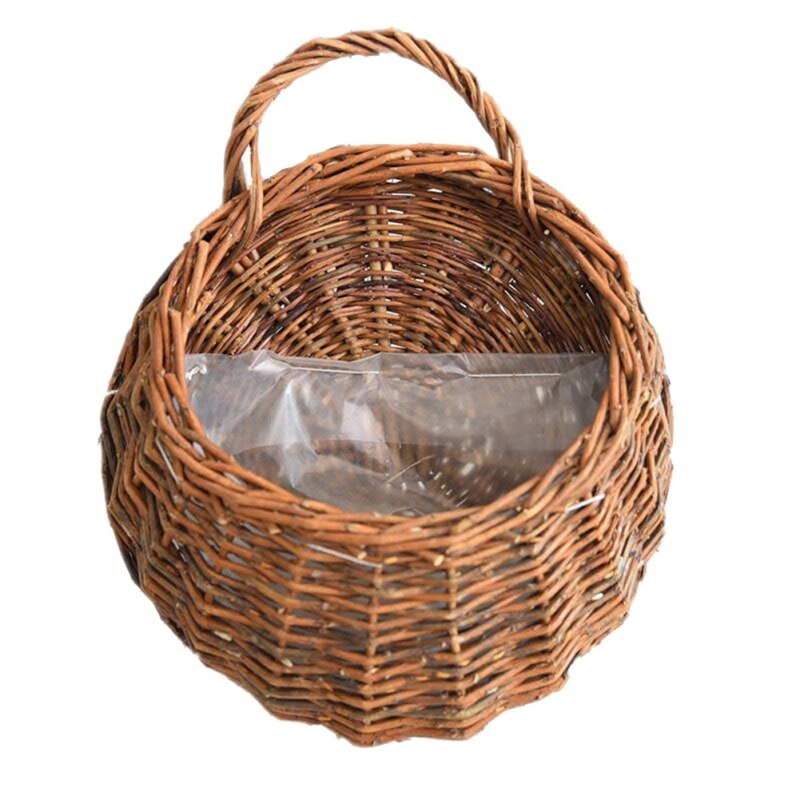 Wicker Rattan Flower Basket Hanging Vine Pot Planter Hanging Vase Container Wall Plant Basket For Garden: AL